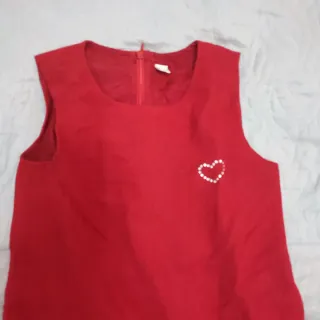 Vestito bimba rosso vellutato con cuore