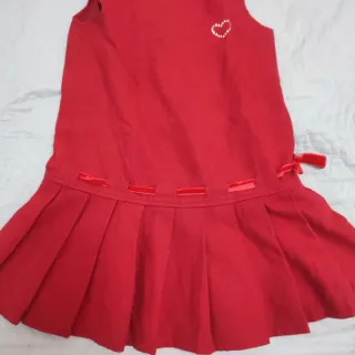 Vestito bimba rosso vellutato con cuore