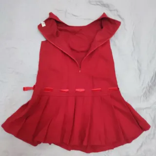 Vestito bimba rosso vellutato con cuore