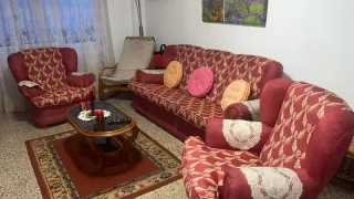 Divano e 2 poltrone vintage in tessuto