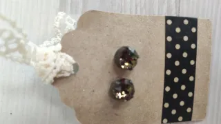 Pendientes Swarovski botón Negro Humo