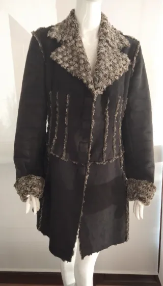 Original abrigo chica negro nterior pelo corto