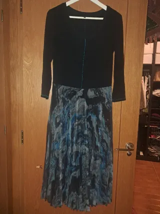 Vestido midi Desigual Negro y Azul Talla XL