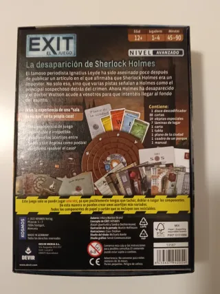 Juego Exit: La desaparición de Sherlock Holmes