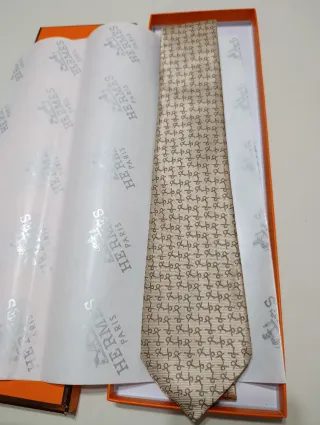 Corbata Hermes Beige y Marrón