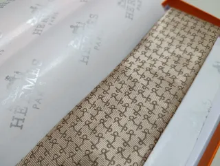 Corbata Hermes Beige y Marrón
