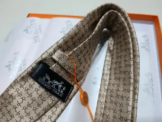 Corbata Hermes Beige y Marrón