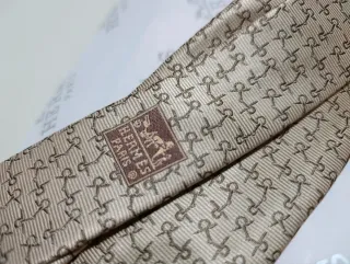 Corbata Hermes Beige y Marrón
