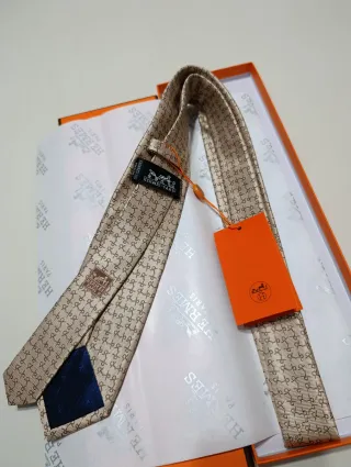 Corbata Hermes Beige y Marrón