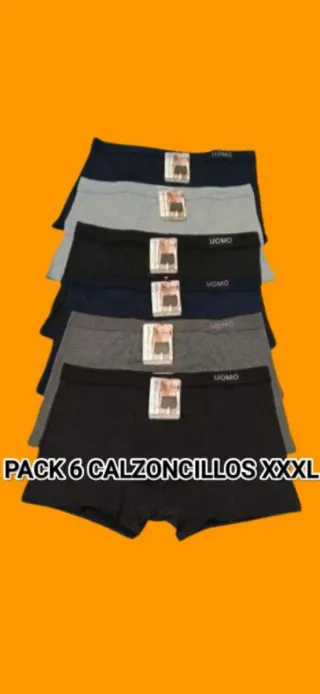 PACK 6 CALZONCILLOS ALGODÓN UOMO 3XL