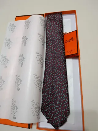 Corbata Hermes Roja y Gris