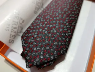 Corbata Hermes Roja y Gris