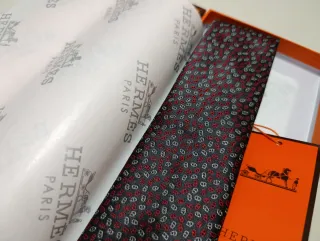 Corbata Hermes Roja y Gris