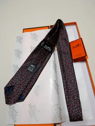 Corbata Hermes Roja y Gris