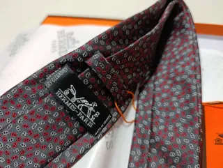 Corbata Hermes Roja y Gris