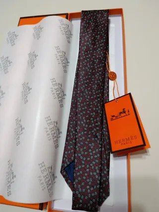 Corbata Hermes Roja y Gris
