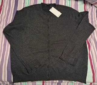 Cardigan donna Lurex nero/argento nuovo