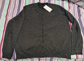 Cardigan donna Lurex nero/argento nuovo