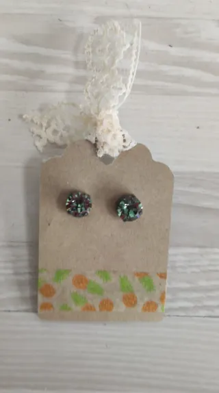 Pendientes Swarovski Botón Verde