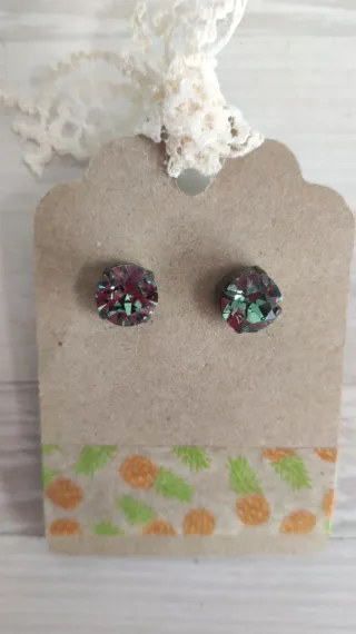 Pendientes Swarovski Botón Verde