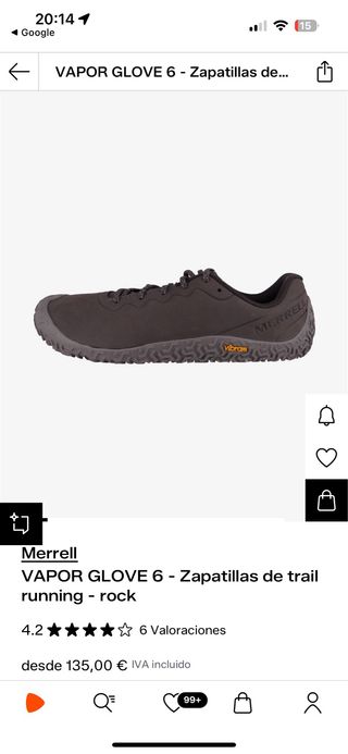 Zapatillas Merrell Vapor Glove 6 Trail Gris 44,5