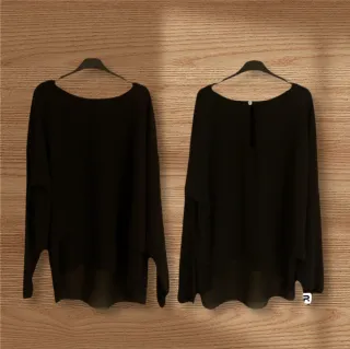 Blusa velata nera manica lunga L