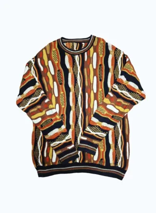 Pullover Vintage Uomo Multicolor Arancione