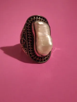 Anello argento sterling con perla barocca