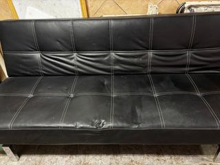 Sofá Cama Piel Sintética Negro