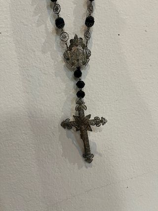 Rosario Azabache Plata y Negro Filigrana