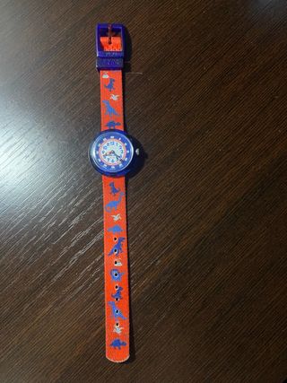 Reloj Flik Flak Dinosaurios azul y rojo