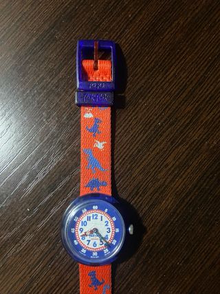 Reloj Flik Flak Dinosaurios azul y rojo