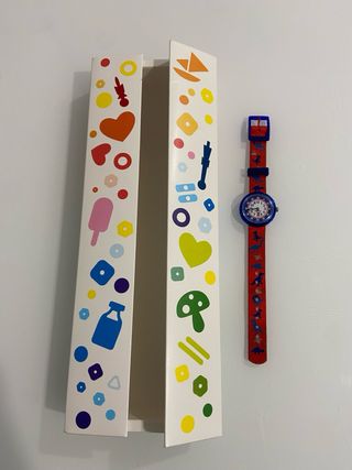Reloj Flik Flak Dinosaurios azul y rojo