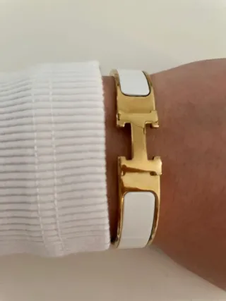 Pulsera Acero Inoxidable Talla 17 Blanca y Dorada