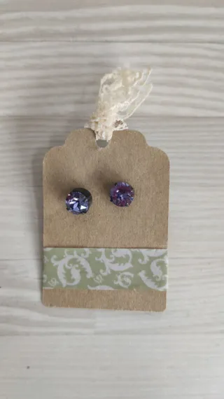 Pendientes botón lila morado Swarovski