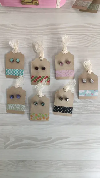 Pendientes botón lila morado Swarovski