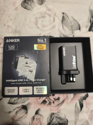 Carregador Anker 65W 3 Portas GaNPrime