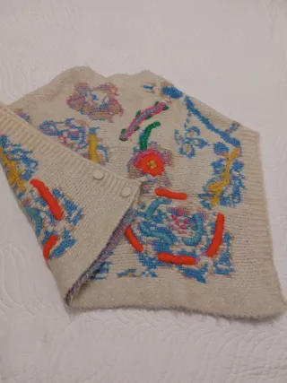 Poncho Zara Lana Multicolor Talla Única