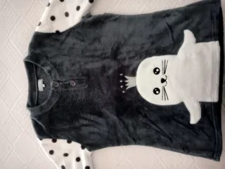 Pijama Gato Cinza e Branco