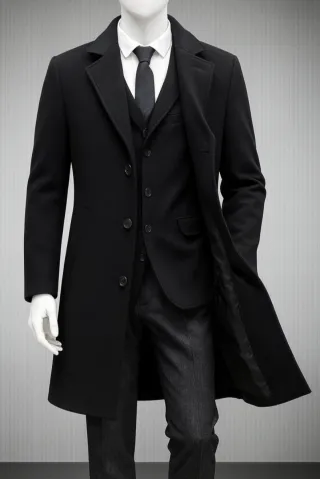 Abrigo largo hombre negro