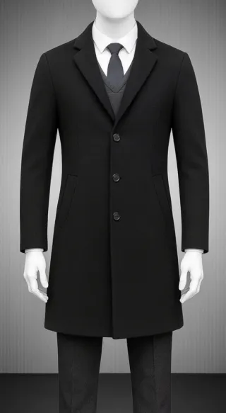 Abrigo largo hombre negro