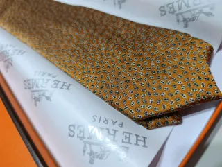 Corbata Hermes Naranja y Dorada