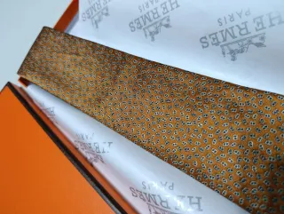 Corbata Hermes Naranja y Dorada
