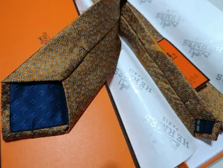 Corbata Hermes Naranja y Dorada