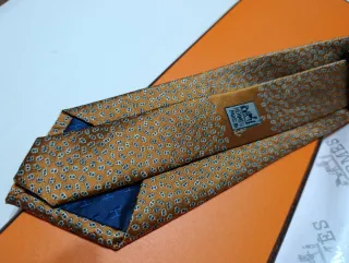 Corbata Hermes Naranja y Dorada