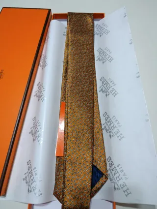Corbata Hermes Naranja y Dorada
