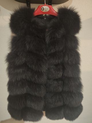 Abrigo Pelo Zorro Negro Gris