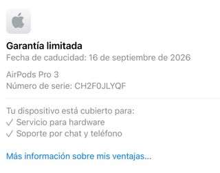 AirPods Pro 3 con garantía limitada