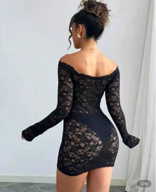 Vestido negro encaje fiesta/playa