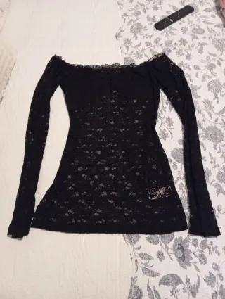 Vestido negro encaje fiesta/playa